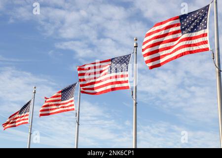 Washington, DC, USA. 10. Februar 2023. Amerikanische Flaggen sind in Washington, DC, in den USA zu sehen (Kreditbild: © William Volcov/ZUMA Press Wire) NUR REDAKTIONELLE VERWENDUNG! Nicht für den kommerziellen GEBRAUCH! Stockfoto