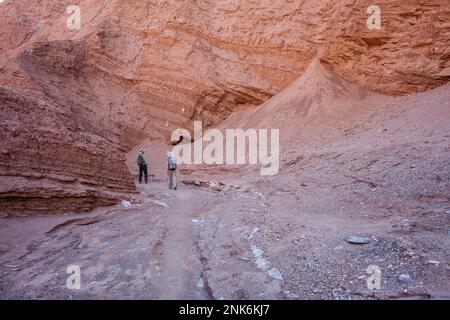 Trekking im Quebrada del Diablo (Devil-Schlucht), Atacama-Wüste, in der Nähe von San Pedro de Atacama, Region Antofagasta, Chile Stockfoto