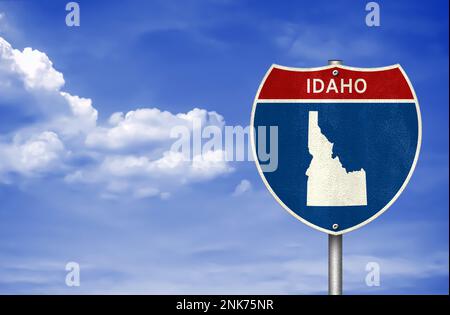 Karte des Bundesstaates Idaho - Verkehrsschild Stockfoto