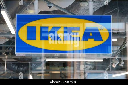 The trademark of IKEA is seen in Shinjuku Ward, Tokyo on April 24, 2022 ...