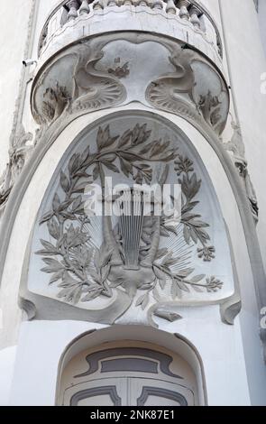 Architektonische Details des Jugendstiltheaters Municipal in Tunis Stockfoto