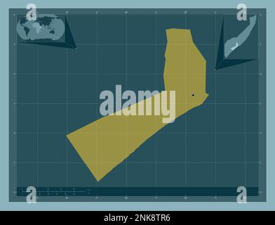 Shabeellaha Hoose, Region Somalia Festland. Durchgehende Farbform. Eckkarten für zusätzliche Standorte Stockfoto