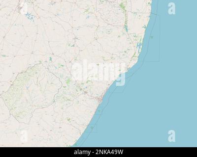 KwaZulu-Natal, Provinz Südafrika. Straßenkarte Öffnen Stockfoto