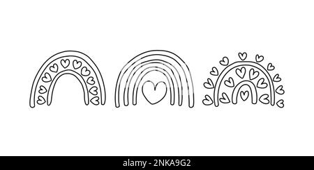 Süßes Doodle-Love-Regenbogen-Set Stock Vektor