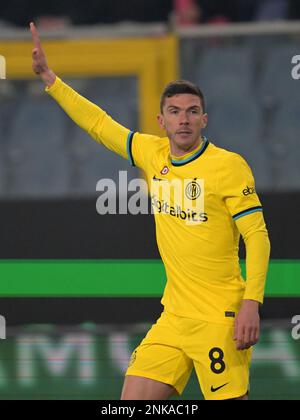 GENUA - Robin Gosens vom FC Internazionale Milano während der italienischen Serie Ein Spiel zwischen UC Sampdoria und FC Internazionale Mailand im Luigi Ferraris Stadion am 13. Februar 2023 in Genua, Italien. AP | niederländische Höhe | GERRIT VON KÖLN Stockfoto