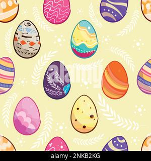 Nahtloser Musterhintergrund mit ostereier-Symbolen Vektor Stock Vektor