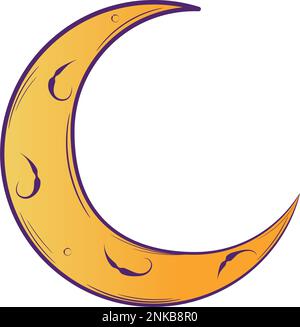 Isolierte farbige Skizze eines Mond-arabischen Vektors Stock Vektor