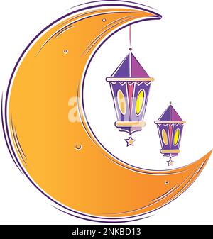 Isolierte farbige Skizze eines Mond-arabischen Vektors Stock Vektor