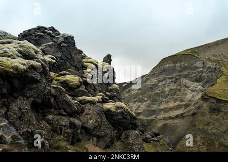 View of amazing landscape in Iceland while trekking famous Laugavegur trail Stockfoto