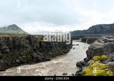 View of amazing landscape in Iceland while trekking famous Laugavegur trail Stockfoto
