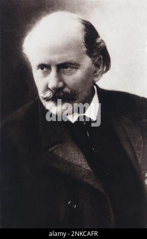 1910 c : der französische Komponist Jules Emile Frédéric MASSENET ( Montaud 1842 - Paris 1912 ) - OPERA LIRICA - TEATRO - Theatre - Compositore - Musicista - MUSICA CLASSICA - klassisch - Ballett - balletto - Portrait - Rituto - Baffi - Schnurrbart - colletto - Halsband - Krawatte - Cravatta - Stempiatura - im Tempel verhöhlt - Archivio GBB Stockfoto