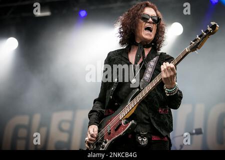 The Voice of Rock Glenn Hughes tritt live auf der Bühne auf Stockfoto