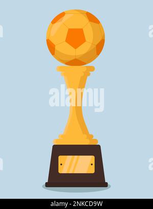Goldene Trophäe Fußball-Pokal Mit Ball-Vektor-Illustration In Flacher Ausführung Stock Vektor