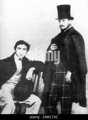 Der italienische Maler Giuseppe DE NITTIS ( Barletta , Bari 1846 - Saint Germain en Laye 1884 ) , auf diesem Foto , Mit seinem Bruder - IMPRESSIONISMO - IMPRESSIONISMUS - BELLE EPOQUE - 800 - 1800 - Portrait - Rituto - cappello a Cilindro - Hut - Bart - barba - Baffi - Schnurrbart ---- Archivio GBB Stockfoto