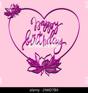 Vektordarstellung mit pinkfarbenen Lotus und Herz in Papierkunsttechnik auf hellrosa Hintergrund Stock Vektor