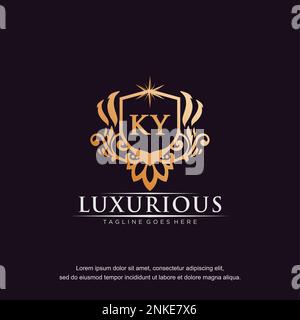 KY Anfangsbuchstabe Luxus Ornament Gold Monogramm Logo-Vorlage Vektor. Stock Vektor