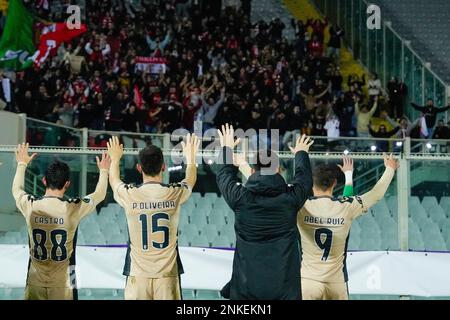 Florenz, Italien. 03. Dezember 2022. Stadio Artemio Franchi FLORENZ, ITALIEN - FEBRUAR 23: Während der UEFA Europa Conference League tritt am 23. Februar 2023 im Stadio Artemio Franchi in Florenz, Italien, eine zweite Runde des Spiels zwischen ACF Fiorentina und Sporting Braga auf. (Foto: Pedro Loureiro/SPP) (Pedro Loureiro/SPP) Guthaben: SPP Sport Press Photo. Alamy Live News Stockfoto