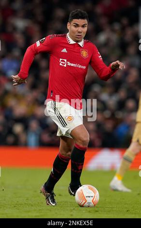 Manchester, England, 23. Februar 2023. Casemiro von Manchester United während des Spiels der UEFA Europa League in Old Trafford, Manchester. Das Bild sollte lauten: Andrew Yates/Sportimage Stockfoto