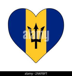 Barbados Herzform Flagge. Ich Liebe Barbados. Besuchen Sie Barbados. Karibik. Lateinamerika. Grafische Konstruktion Von Vektordarstellungen. Stock Vektor