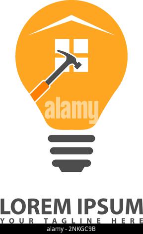 Logo kreative Innovation Glühbirne Wohnungsbau Stock Vektor