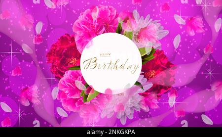 Postkarte, Internet-Banner mit Geburtstagsgruß, mit Inschrift - alles gute zum Geburtstag, 3D Abbildung Stockfoto