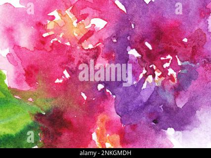 Aquarell Rosa Blume Blume Blume Pfingstrose Nelkenblätter Zusammensetzung Art Illustration Texturhintergrund. Stockfoto