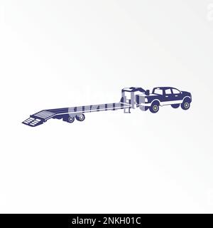 Doppelkabine Anhänger- oder Pick-up-Truck mit Pull-Bild Grafiksymbol Logo Design abstraktes Konzept Lagertransport oder Automobil Stock Vektor