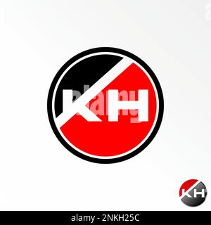 Buchstabe oder Wort KH verwendet keine serifennegative Leerraumschriftart im Kreisblock Bild Grafik Symbol Logo Design abstraktes Konzept Vektorsport oder Automobil Stock Vektor