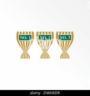 Einzigartiger Gewinner des Trophäenpokals als Nummer 123 Grafik Symbol Logo Design abstraktes Konzept Vektormaterial zum Turnier oder Preis Stock Vektor