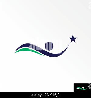 Körperbewegung oder Bewegung des Menschen oder Tanz mit einem Hold-Star-Bild Grafik-Symbol Logo abstraktes Konzept Vektormaterial. Wird als Symbol für Personen und aktive verwendet Stock Vektor