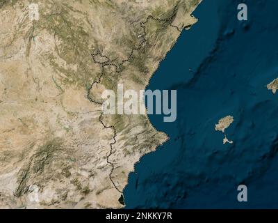 Comunidad Valenciana, autonome Gemeinschaft Spaniens. Satellitenkarte mit niedriger Auflösung Stockfoto