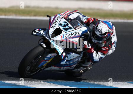 Victoria, Australien. 24. Februar 2023. Garrett Gerloff (USA)Rennsport für Bonovo Action BMW mit dem BMW M 1000RR während der Australian Grand Ridge Round 2023 der MOTUL FIM Superbike World Championship 2023 in Phillip Island, Australien am 24. Februar 2023 - Bildgutschrift: brett keating/Alamy Live News Stockfoto