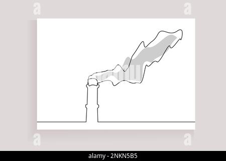 Industrie Schmutzluft Rauch Gebäude eine Linie Stock Vektor