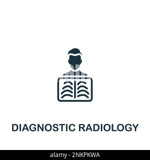 Symbol für diagnostische Radiologie. Monochromes einfaches Zeichen aus der medizinischen Speialistik-Sammlung. Symbol für diagnostische Radiologie für Logo, Vorlagen, Webdesign und Stock Vektor