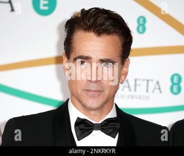 Colin Farrell nimmt an den EE BAFTA Film Awards 2023 in der Royal Festival Hall in London, England, Teil. Stockfoto