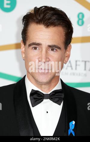 Colin Farrell nimmt an den EE BAFTA Film Awards 2023 in der Royal Festival Hall in London, England, Teil. Stockfoto