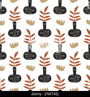 Minimalistische Vasen mit Blumenmuster Stock Vektor