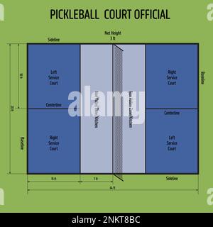 Pickleball farbenfrohe offizielle Dimensionen Stock Vektor