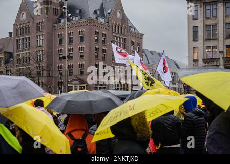 06. November 2022, Amsterdam, Niederlande, versammelte sich trotz offizieller Annullierungsprotester auf dem Dam-Platz. Der Verschwörungstheoretiker David Icke war der Höhle Stockfoto