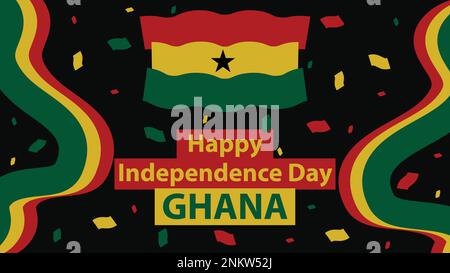 Das Bannerdesign des Ghana Independence Day findet jedes Jahr am 6. März statt. Ghana Unabhängigkeitstag – Hintergrunddarstellung mit Ghana-Flaggenfarbe Stock Vektor