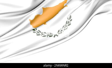 Zypernflagge isoliert auf weißem Hintergrund, Abbildung 3D Stockfoto