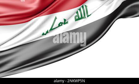 Irak-Flagge isoliert auf weißem Hintergrund, Abbildung 3D Stockfoto