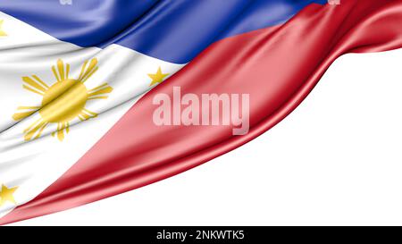 Philippinische Flagge isoliert auf weißem Hintergrund, Abbildung 3D Stockfoto