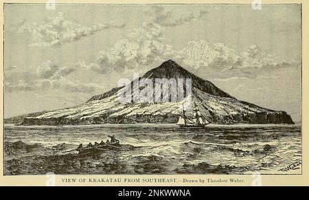 Blick auf Krakatau (Krakatao) aus dem Südosten gezeichnet von Theodore Weber Kapitel XXI - die Malaien aus der Zyklopädie Universalgeschichte: Die umfassendste und aktuellste Präsentation des Themas in zwei Hauptteilen oder Abteilungen mit mehr als 6000 Seiten von John Clark Ridpath, 1840-1900 Publikation Datum 1895 Publisher Boston : Balch Bros Band 6 Geschichte von Mensch und Menschheit Stockfoto