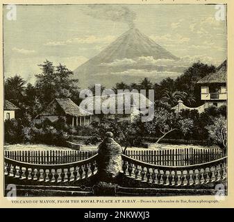 VULKAN MAYON, AUS DEM KÖNIGSPALAST IN ALBAY gezeichnet von Alexander de Bar Kapitel XXI - die Malaien aus der Geschichte der Zyklopädie: Die umfassendste und aktuellste Präsentation des Themas in zwei Hauptteilen oder Abteilungen mit mehr als 6000 Seiten von John Clark Ridpath, 1840-1900 Publikation Datum 1895 Publisher Boston : Balch Bros Band 6 Geschichte von Mensch und Menschheit Stockfoto