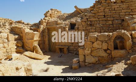 Ruinen einer alten nabateanischen Stadt Shivta in Israel, Negev-Wüste Stockfoto