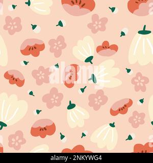 Nahtloses Muster in Pink-Weiß mit Blumenmuster Stock Vektor