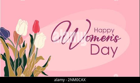 Grußkarte mit Blumenmuster für die Feier zum Frauentag. Stock Vektor
