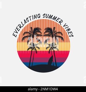 Ewige Sommeratmosphäre. Sommerzeit und Surfkunstwerke. Stock Vektor