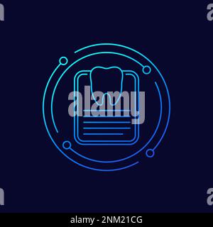 Dental Record Icon, lineares Design Stock Vektor